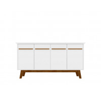 Manhattan Comfort 232BMC6 Yonkers 62.99 Sideboard with Solid Wood Legs and 2 Cabinets in White
